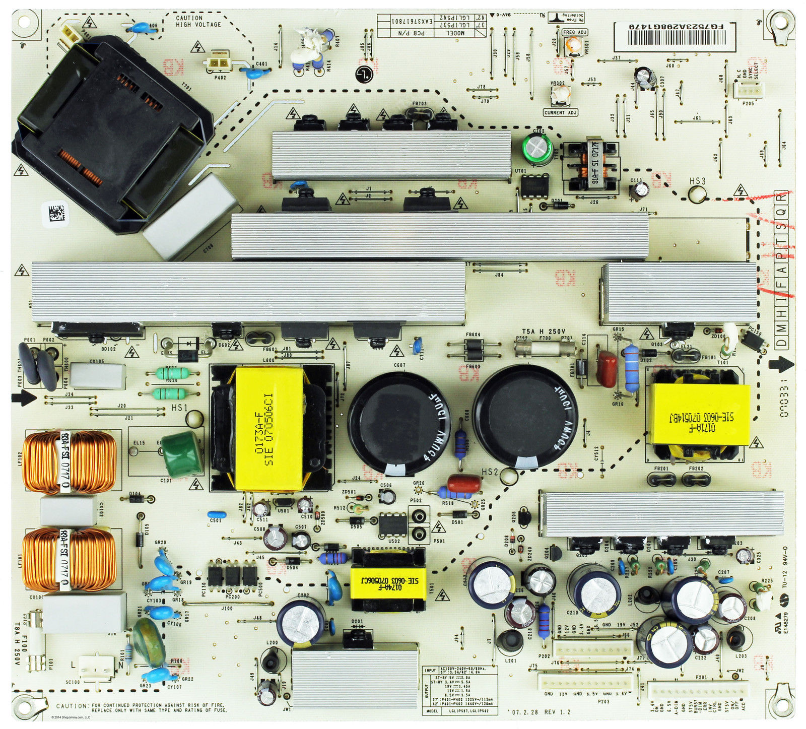LG 37" 37LC7D-UB EAX37617801 Power Supply Board Unit tested - Click Image to Close